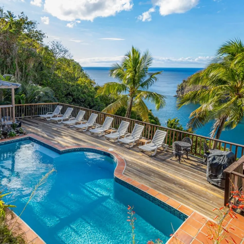 st lucia real estate : the great house villa for sale pool view