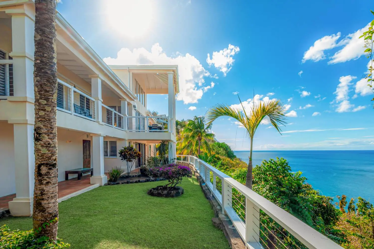 st lucia real estate : the great house villa for sale lawn